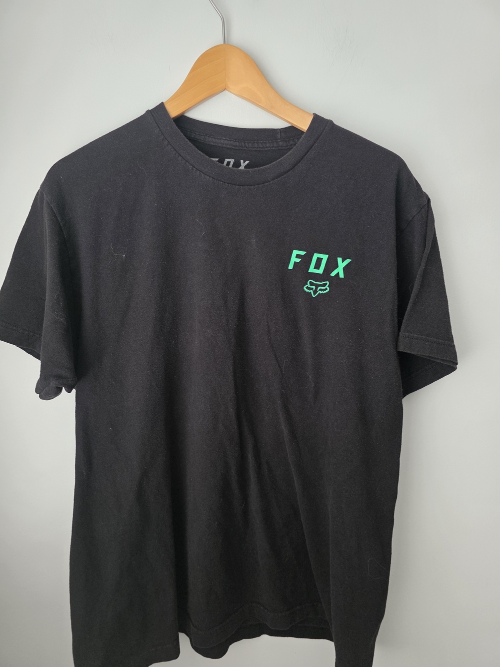 FOX Racing Black & Green Graphic T-Shirt Men’s Large 100% Cotton Moto Tee